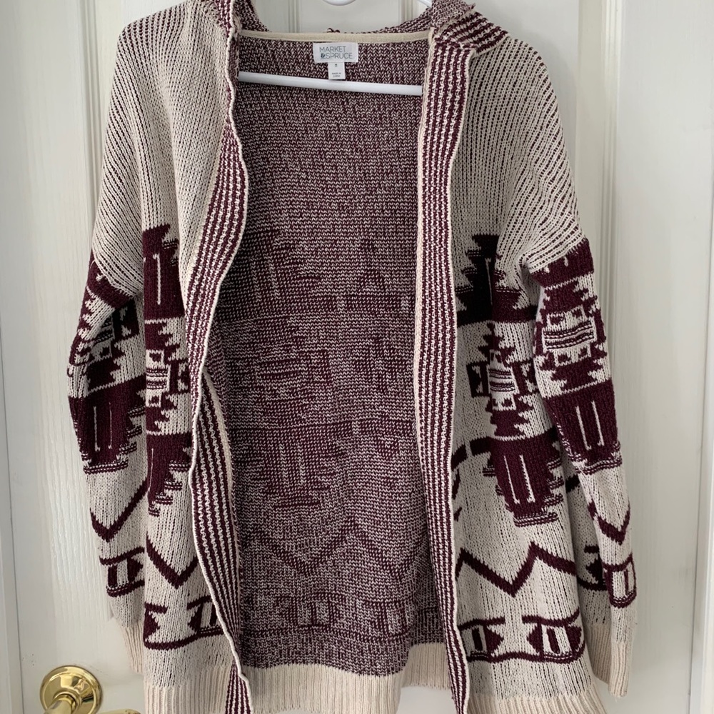 Market & Spruce hooded cotton cardigan.